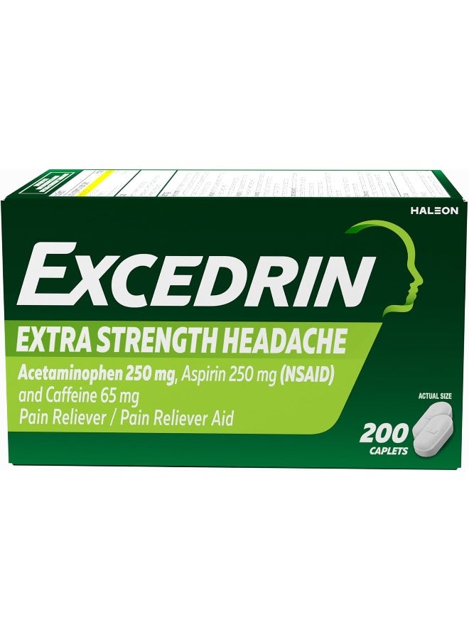 Excedrin Extra Strength Pain Relief Caplets For Headache Relief, Temporarily Relieves Minor Aches And Pains Due To Headache - 200 Count - Image 1